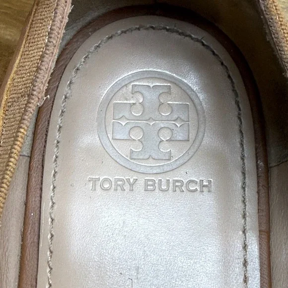 Tory Burch Moc Toe Loafers Flats Womens 7.5 M Royal Tan Leather - Picture 11 of 12